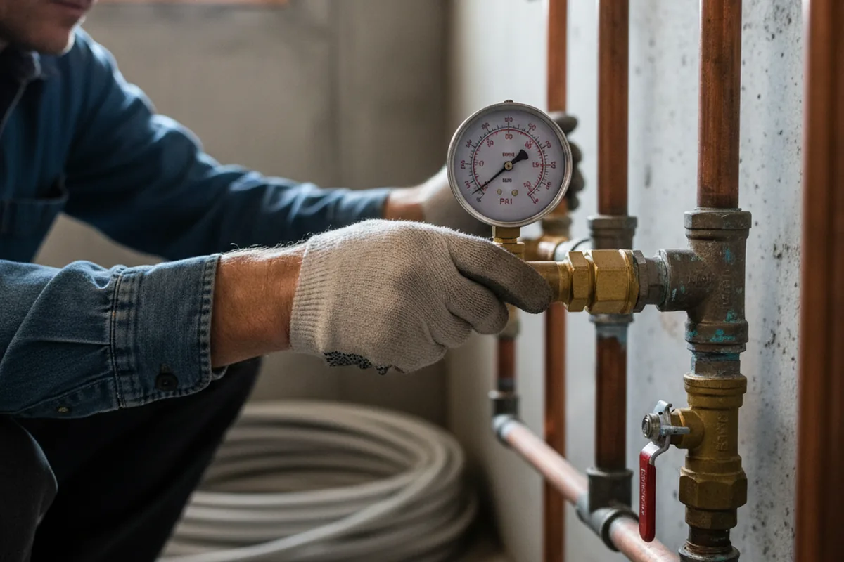 Pressure testing a repaired line during Water Line Repair in Fairchild Air Force Base